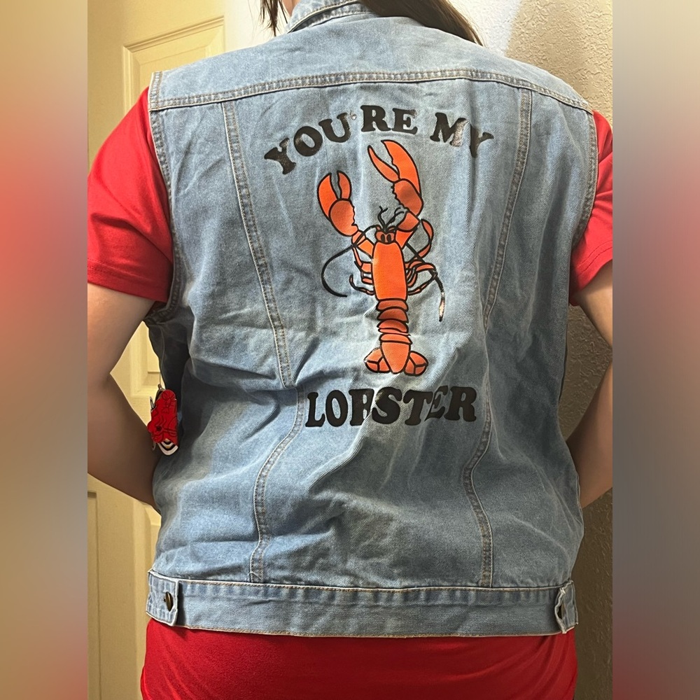 Friends tv show denim “ you’re my lobster” vest …. Size medium